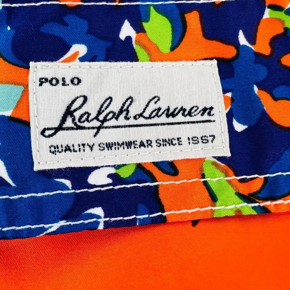 Polo By Ralph Lauren Swim Trunks Shorts Men Orange Drawstring Polyester‎ M